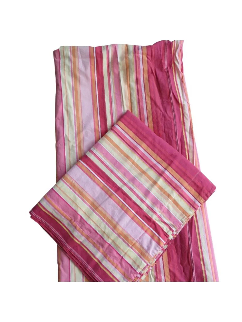 Pottery Barn Full/Queen Duvet Cover 2 Pillow Shams Striped Pink/Orange Cotton
